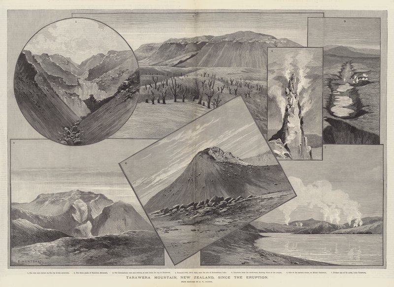 Tarawera Mountain, Nova Zelândia, desde a erupção de Charles Auguste Loye