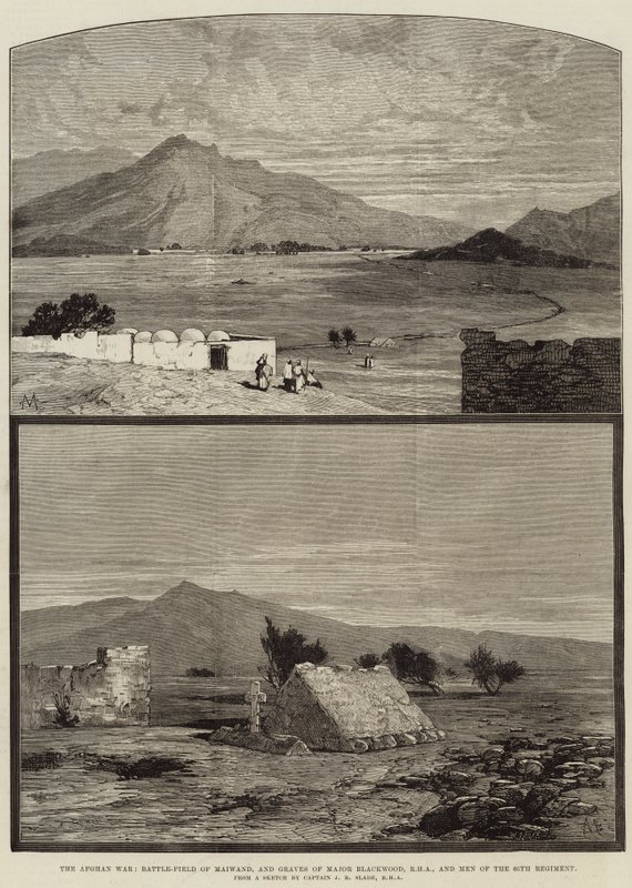 A Guerra do Afeganistão, o Campo de Batalha de Maiwand e os Túmulos da Grande Floresta Negra, RHA e Homens do 66º Regimento de Charles Auguste Loye