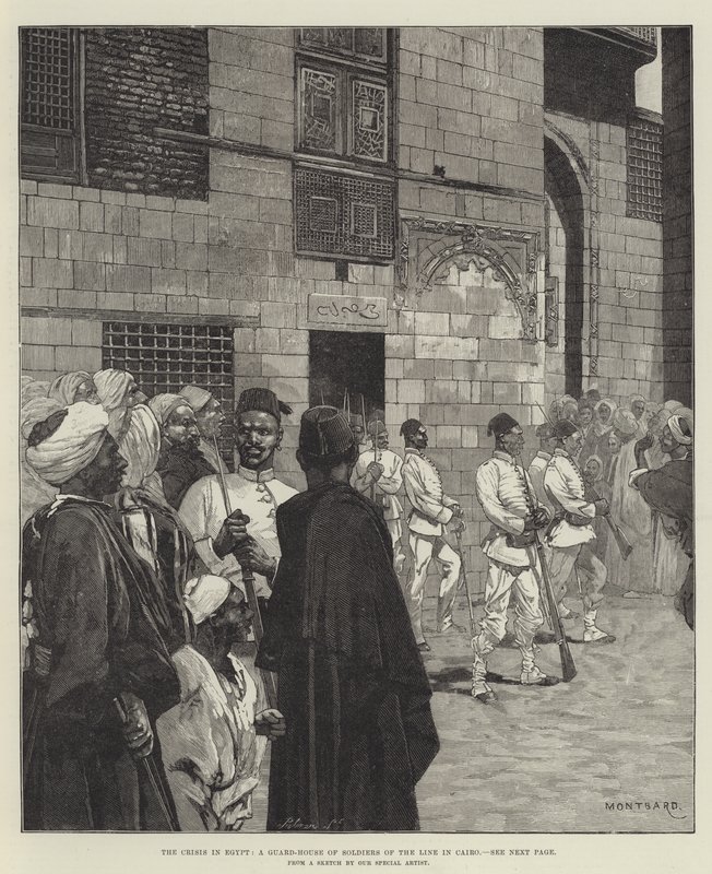 A crise no Egito, uma casa de guarda dos soldados da linha no Cairo de Charles Auguste Loye