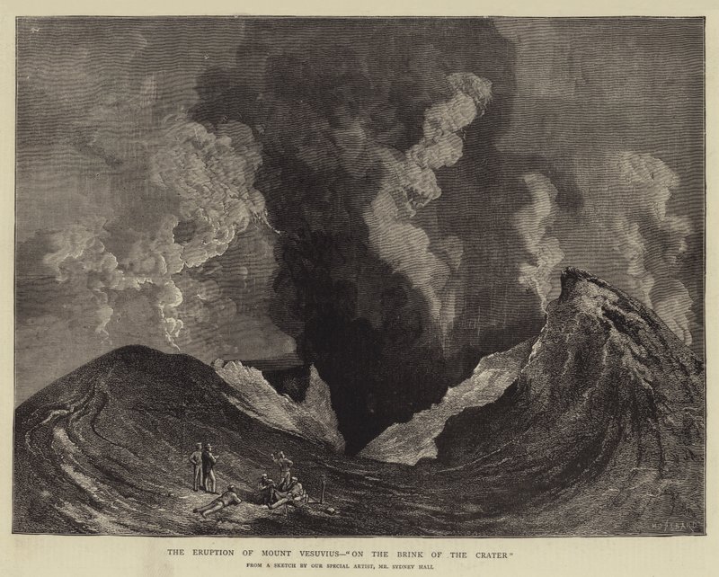 A erupção do Monte Vesúvio, à beira da cratera de Charles Auguste Loye