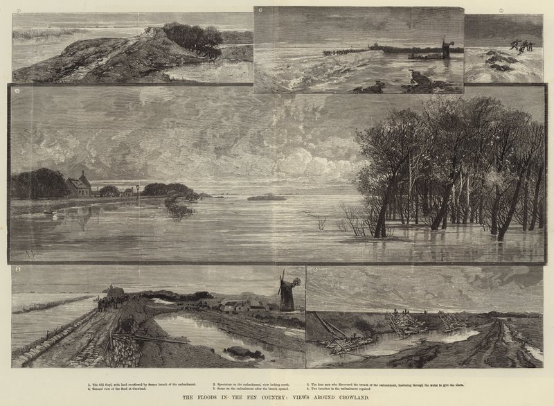 As inundações no país fen, vistas em torno de Crowland de Charles Auguste Loye
