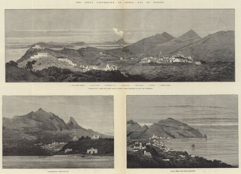 O Grande Terremoto em Ischia, na Baía de Nápoles de Charles Auguste Loye