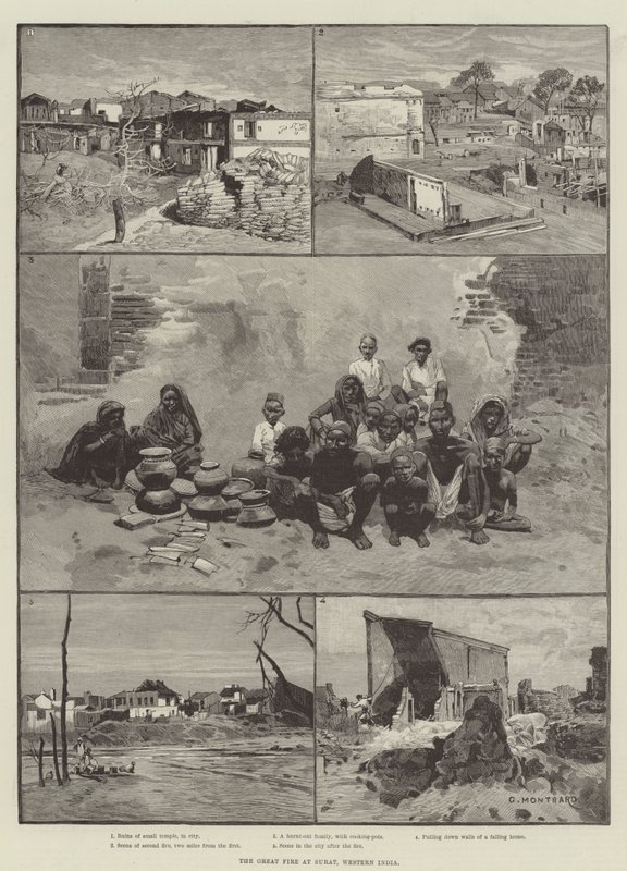 O grande incêndio em Surat, oeste da Índia de Charles Auguste Loye
