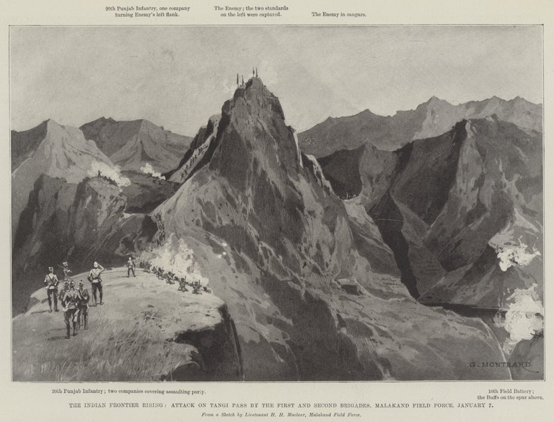 A Ascensão da Fronteira Indiana, Ataque à Tangi Pass pela Primeira e Segunda Brigada, Malakand Field Force, 7 de janeiro de Charles Auguste Loye