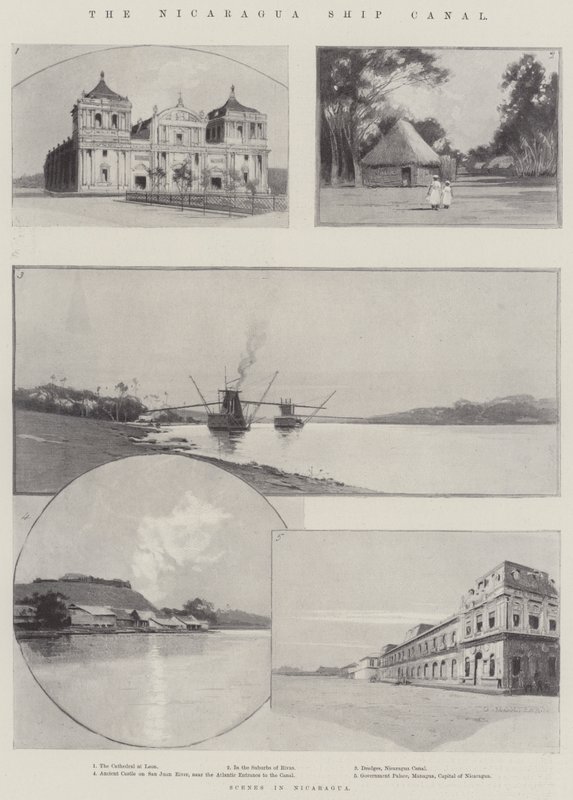 O canal de navio da Nicarágua de Charles Auguste Loye