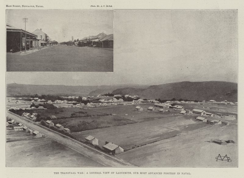 A Guerra do Transvaal, uma visão geral de Ladysmith, nossa posição mais avançada em Natal de Charles Auguste Loye