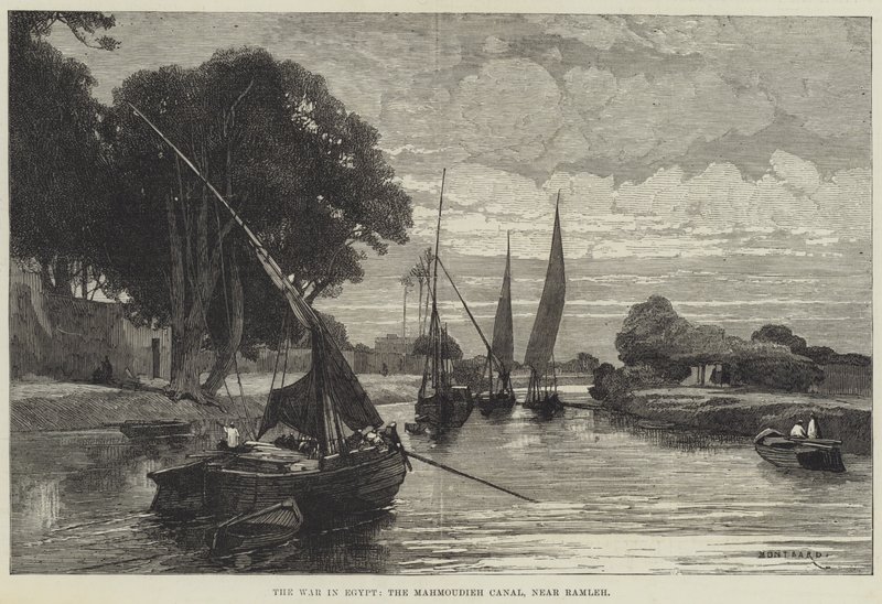 A guerra no Egito, o canal de Mahmoudieh, perto de Ramleh de Charles Auguste Loye