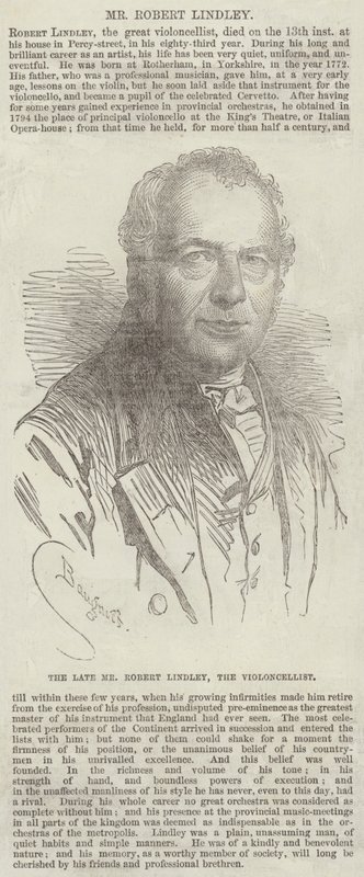 O falecido Sr. Robert Lindley, o violoncelista de Charles Baugniet