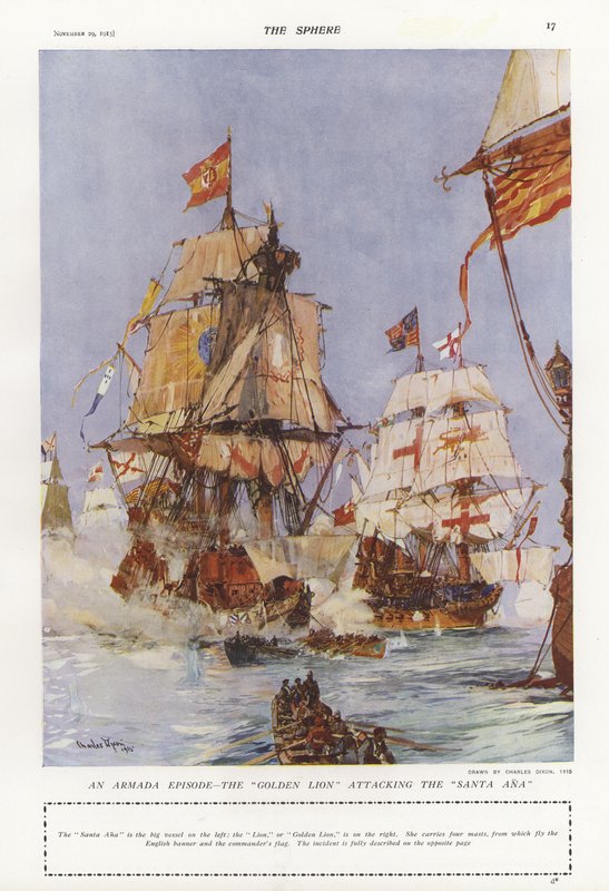 Cena da Armada Espanhola, 1588 de Charles Edward Dixon