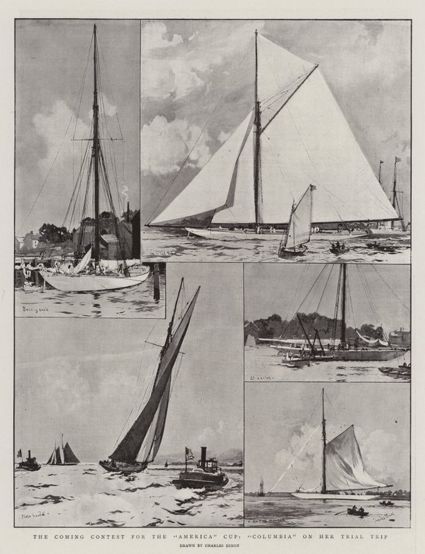 O próximo concurso para a America Cup, Columbia em sua viagem de teste de Charles Edward Dixon