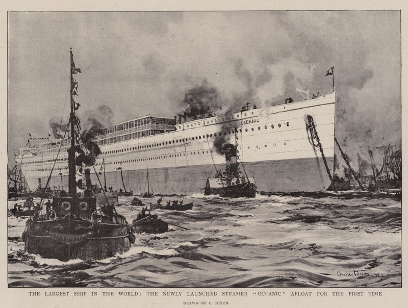O maior navio do mundo, o recém-lançado Steamer Oceanic Afloat pela primeira vez de Charles Edward Dixon