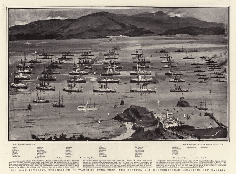 A mais poderosa combinação de naves de guerra já vistas, o canal e os esquadrões mediterrâneos na Nauplia de Charles Edward Dixon