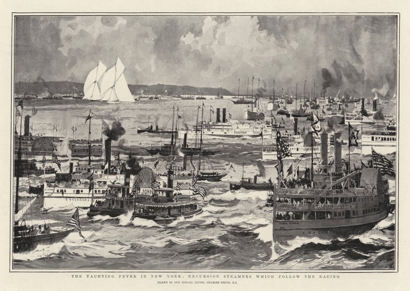The Yachting Fever em Nova York, Excursion Steamers que seguem a Corrida de Charles Edward Dixon