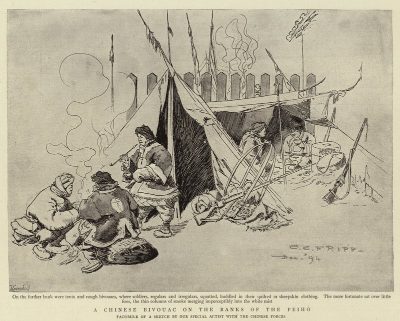 Um bivouac chinês nas margens do Peiho de Charles Edwin Fripp