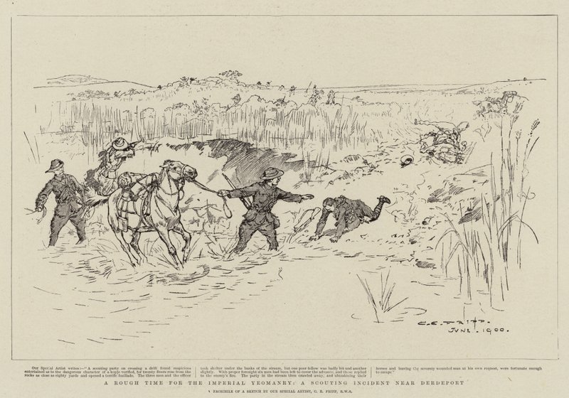 Um momento difícil para a Yeomanry imperial, um incidente de Scouting perto de Derdeport de Charles Edwin Fripp