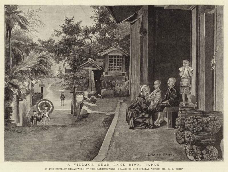 Uma aldeia perto do lago Biwa, Japão de Charles Edwin Fripp