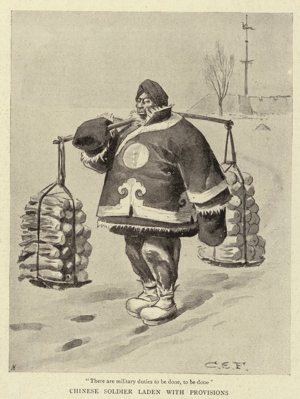 Soldado chinês carregado de provisões de Charles Edwin Fripp