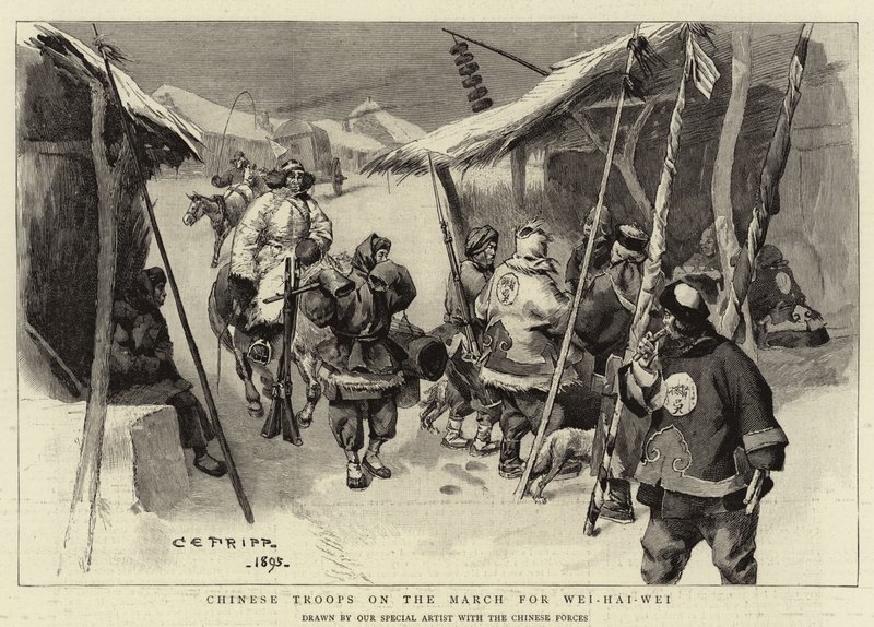 Tropas chinesas na Marcha para Wei-Hai-Wei de Charles Edwin Fripp