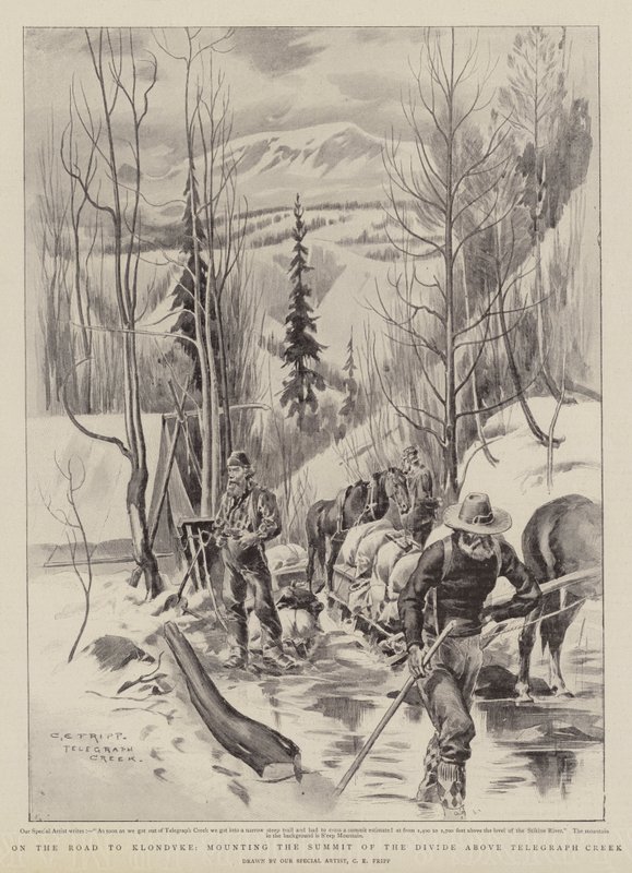 Na estrada para Klondyke, montando a cimeira da divisão acima de Telegraph Creek de Charles Edwin Fripp