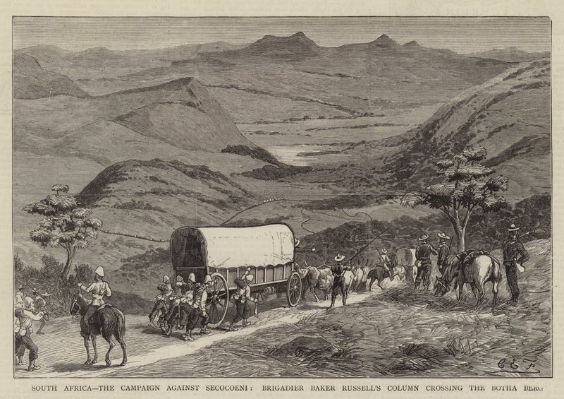África do Sul, a Campanha contra Secocoeni, a Coluna do Brigadeiro Baker Russell cruzando o Botha Berg de Charles Edwin Fripp