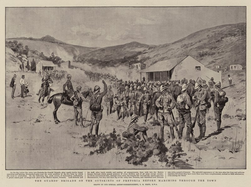 A Brigada de Guardas nos Subúrbios de Pretória antes de percorrer a cidade de Charles Edwin Fripp