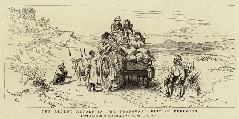 A recente revolta no Transvaal, refugiados britânicos de Charles Edwin Fripp