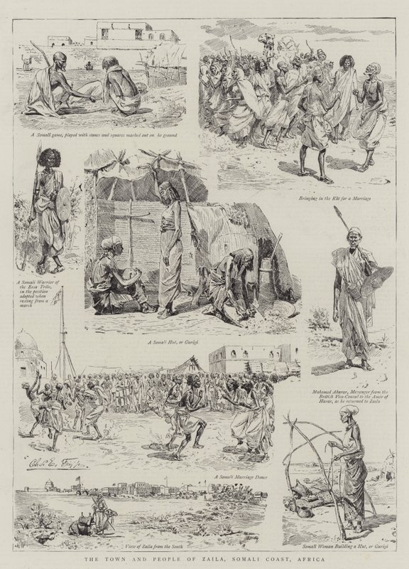 A cidade e o povo de Zaila, na costa da Somália, na África de Charles Edwin Fripp