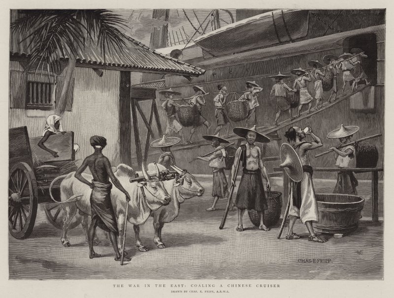 A guerra no leste, coalizando um cruzador chinês de Charles Edwin Fripp