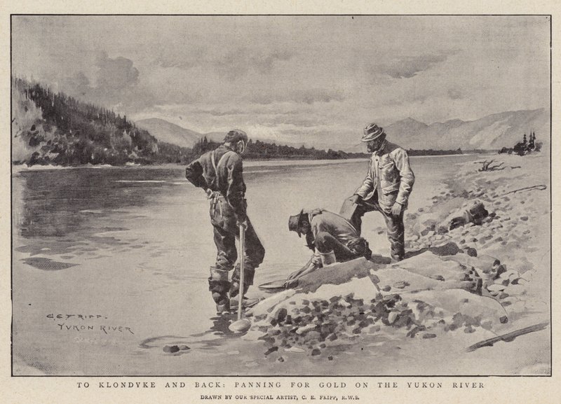 Para Klondyke e Back, garimpando ouro no rio Yukon de Charles Edwin Fripp