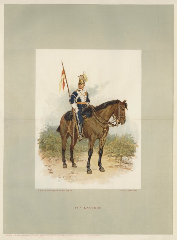 17º lanceiros, um soldado em ordem de revisão (cromolitro) de Charles Green