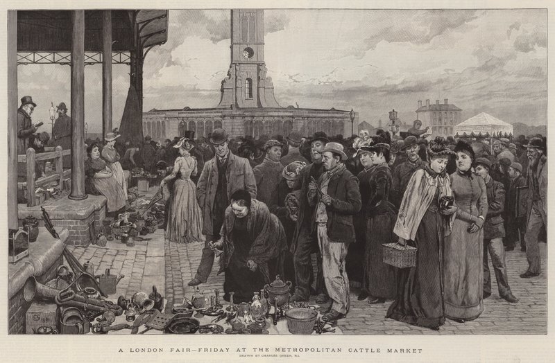 Uma feira de Londres, sexta-feira no mercado de gado metropolitano de Charles Green