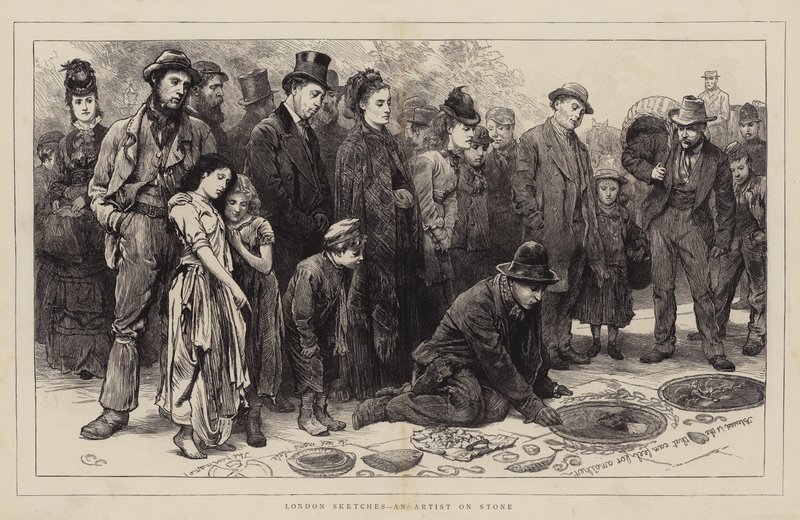 Esboços de Londres, um artista na pedra de Charles Green