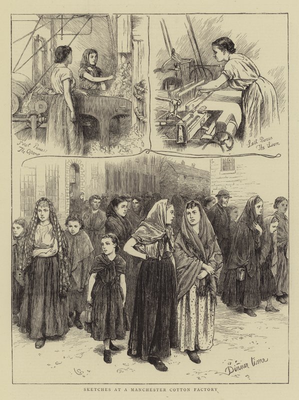 Esboços em uma fábrica de algodão de Manchester de Charles Green