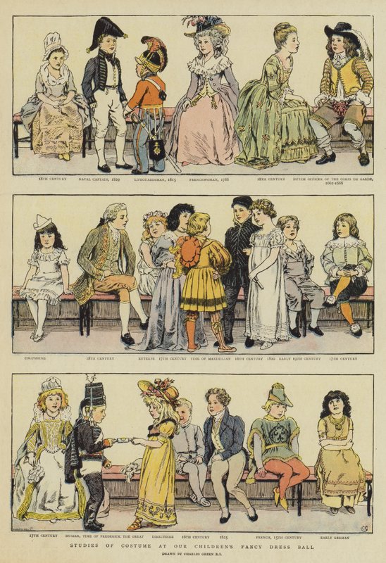 Estudos de Traje na Bola de Vestido de Fantasia das Nossas Crianças (chromolitho) de Charles Green