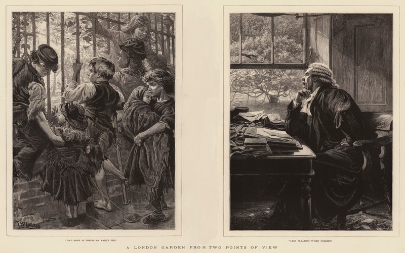 Um jardim de Londres a partir de dois pontos de vista de Charles J. Staniland