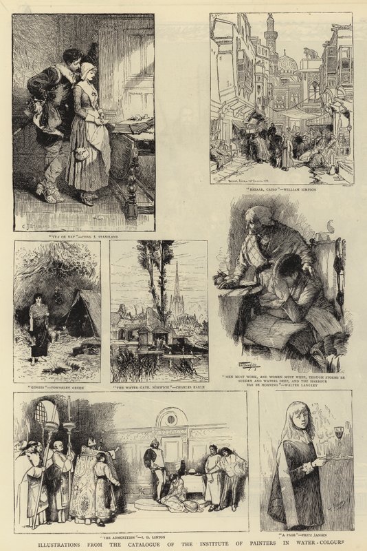 Ilustrações do Catálogo do Instituto de Pintores em Água-Cores de Charles J. Staniland