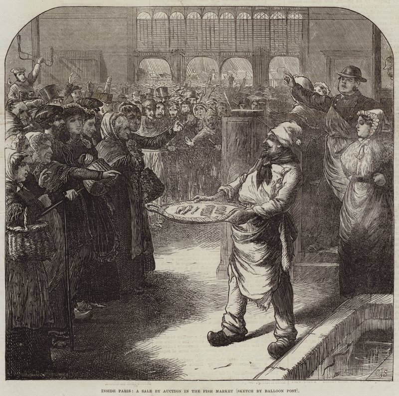 Dentro de Paris, uma venda em leilão no mercado de peixe de Charles J. Staniland