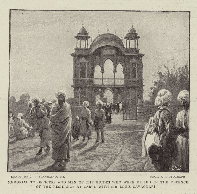 Memorial aos Oficiais e Homens dos Guias que foram mortos na Defesa da Residência em Cabul com Sir Louis Cavagnari de Charles J. Staniland