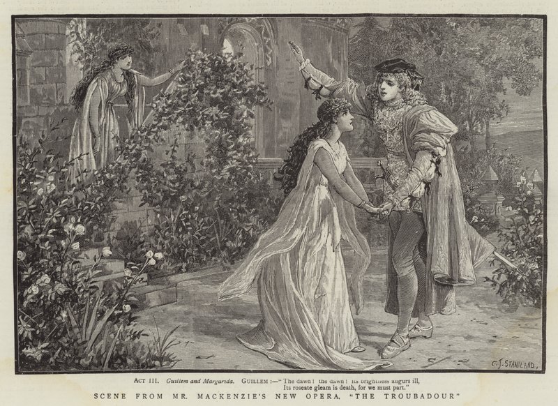 Cena da nova ópera do Sr. Mackenzie, o trovador de Charles J. Staniland