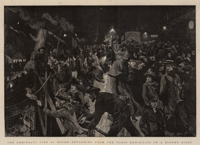 O cais do Almirantado em Dover, retornando da exposição de Paris em uma noite tempestuosa de Charles J. Staniland