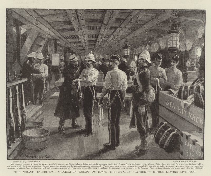 A Expedição Ashanti, Desfile de Vacinação a bordo do navio Bathurst antes de partir de Liverpool de Charles J. Staniland
