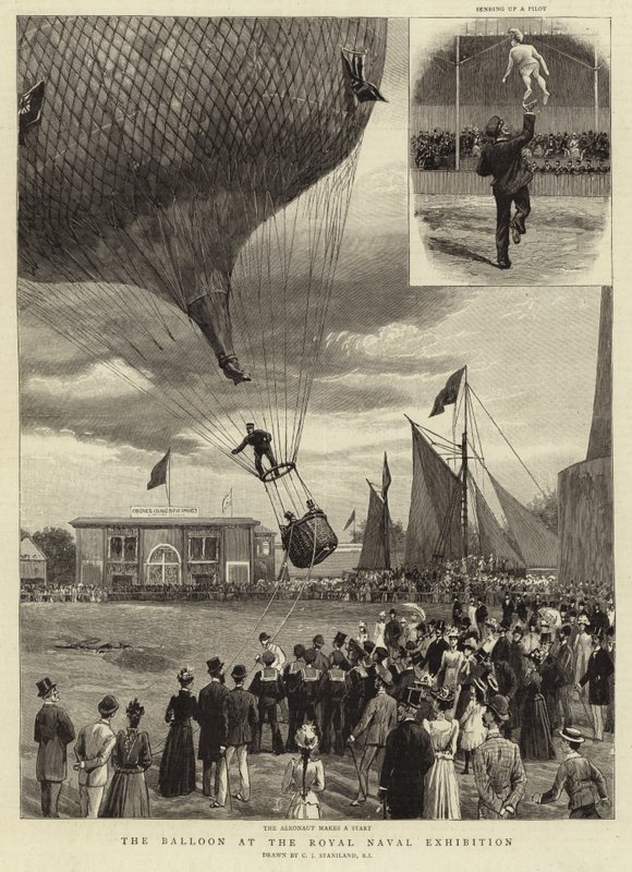 O balão na Royal Naval Exhibition de Charles J. Staniland