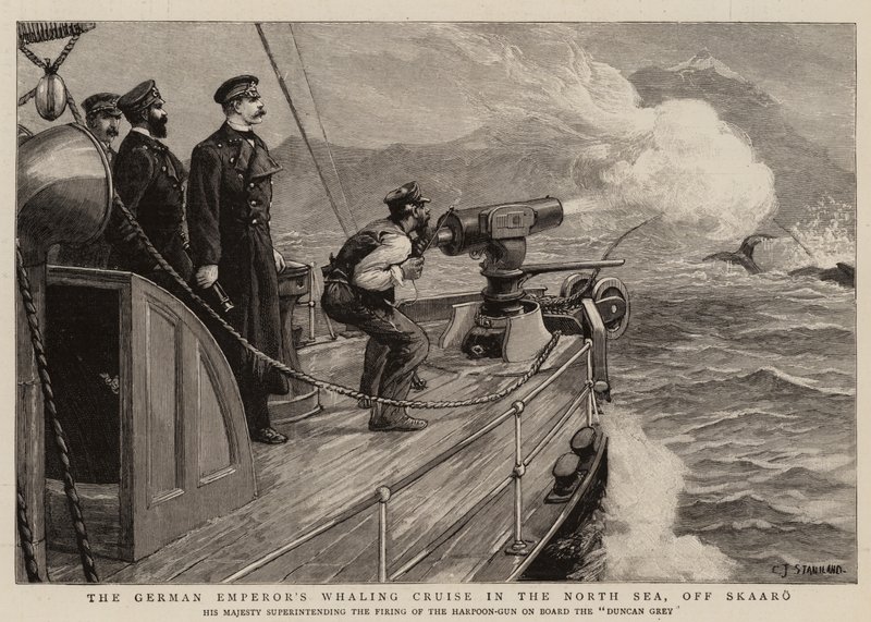 O Cruzeiro Baleeiro do Imperador Alemão no Mar do Norte, ao largo de Skaaro de Charles J. Staniland