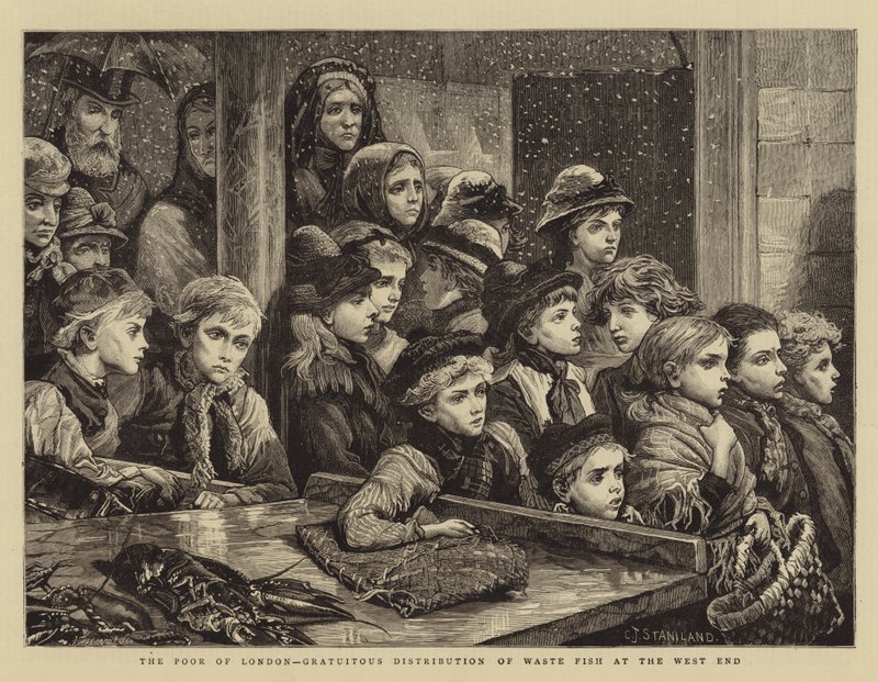 The Poor of London, Distribuição Gratuita de Resíduos de Pescado no West End de Charles J. Staniland