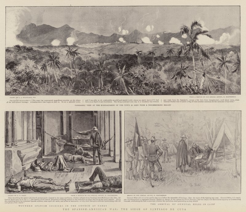 A guerra hispano-americana, o cerco de Santiago de Cuba de Charles J. Staniland