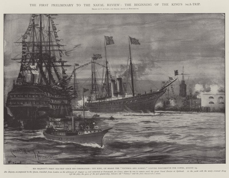 A primeira preliminar à revisão naval, o começo da viagem marítima do rei de Charles John de Lacy