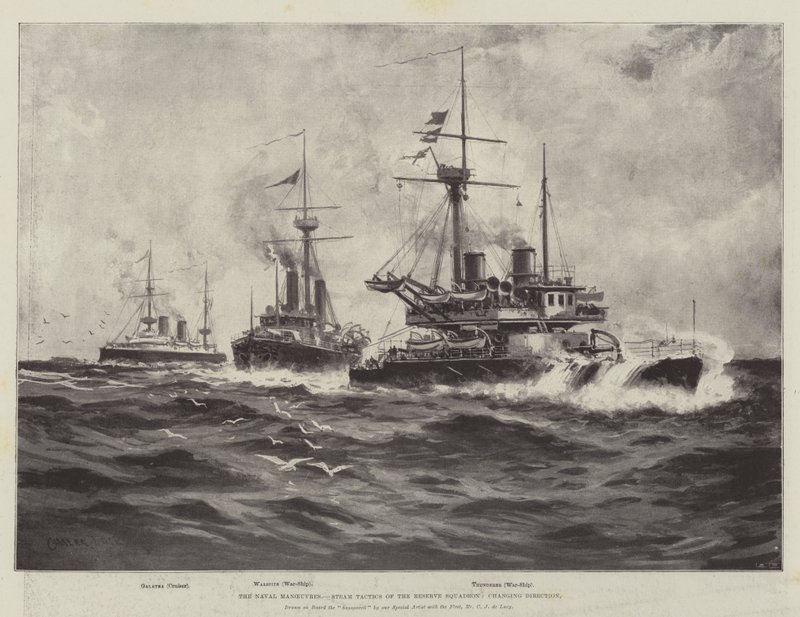 As manobras navais, táticas de vapor do esquadrão da reserva, mudando a direção de Charles John de Lacy