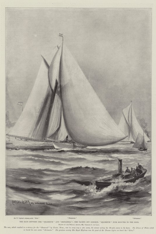 A Corrida entre o Trevo e Britannia, os Iates de Osborne, o Trevo Nove Minutos para o Bem de Charles John de Lacy