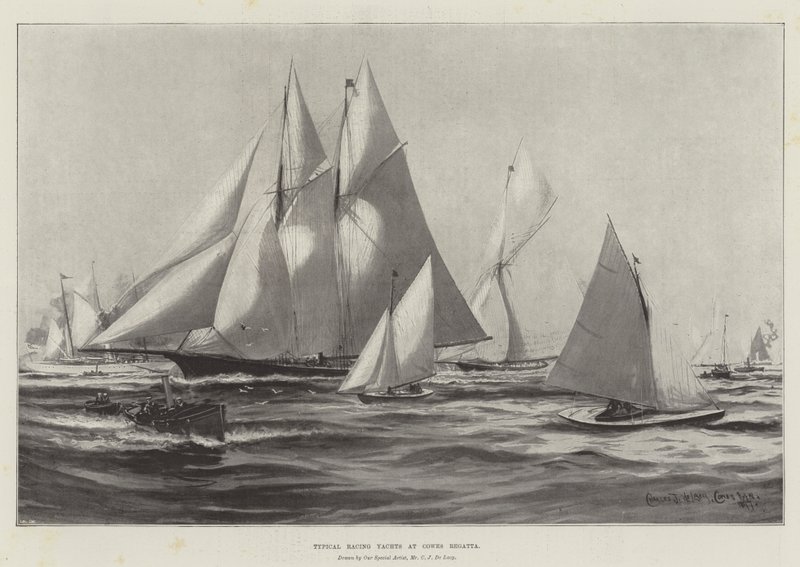 Iates de corrida típicos na Regata de Cowes de Charles John de Lacy