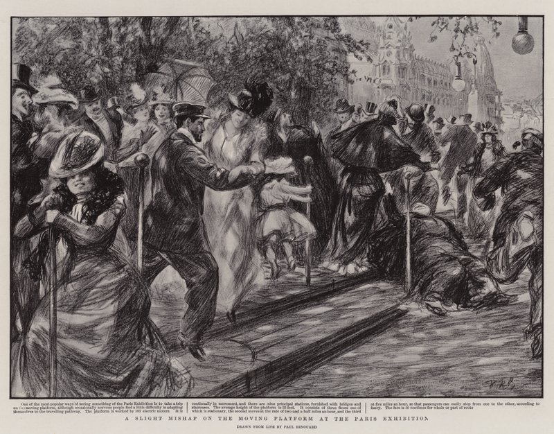 Um ligeiro percalço na plataforma móvel na exposição de Paris de Charles Paul Renouard